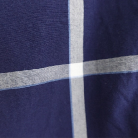 Michael Kors Sz XL Tailored Classic Fit Plaid LS Button Down Dress Shirt Navy - Picture 8 of 11